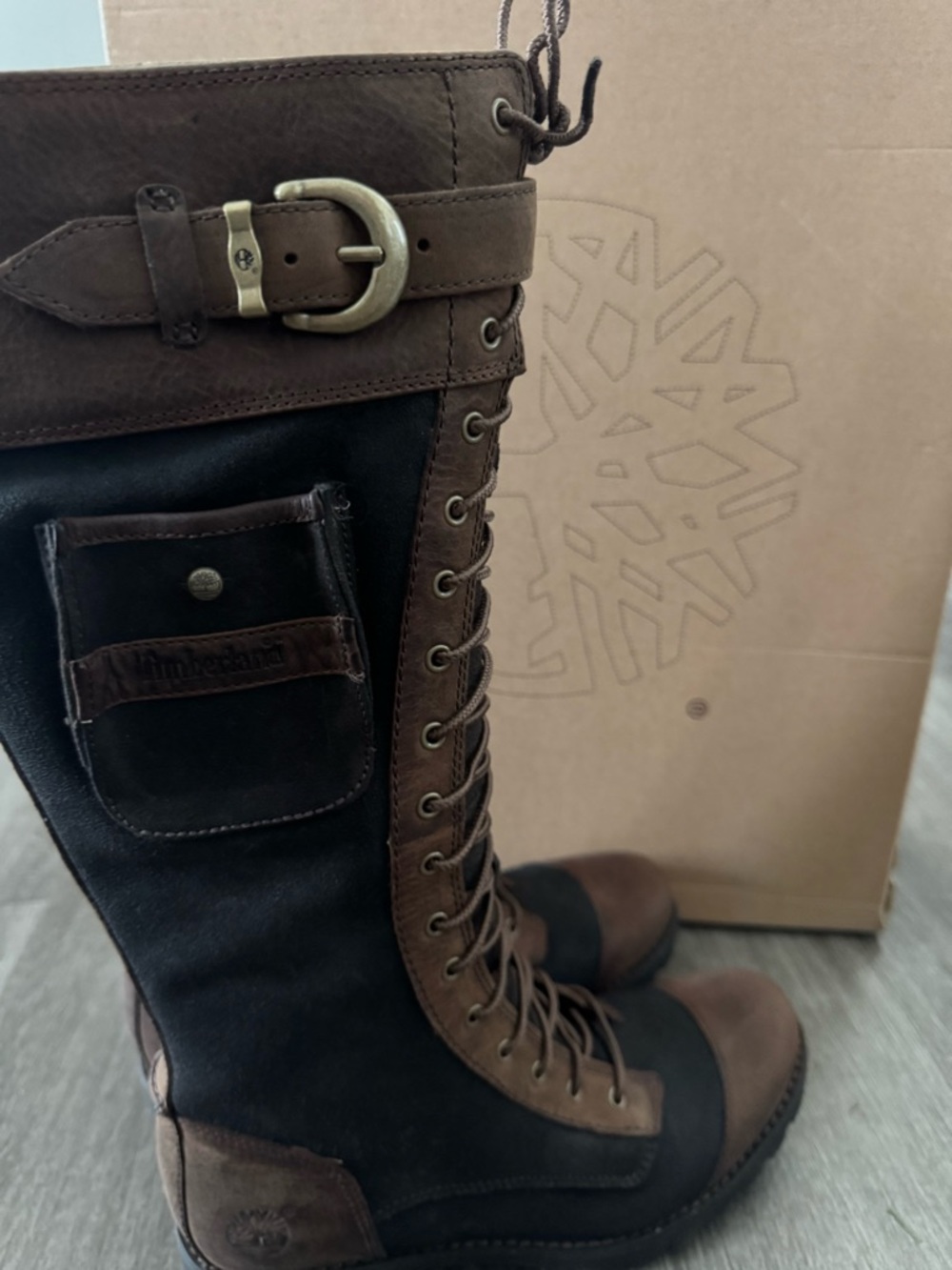 Timberland Earthkeepers Atrus Rugged Snap Brown Leather Tall Lace-Up Boots - Picture 7 of 10